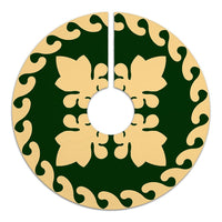 Hawaiian Quilt Pattern Flower Buds Polynesian Tree Skirt - Green Beige - AH - Polynesian Pride