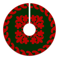 Hawaiian Quilt Pattern Flower Guide Tree Skirt - Red Green - AH - Polynesian Pride