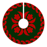 Hawaiian Quilt Pattern Flower Tree Skirt - Red Green - AH - Polynesian Pride
