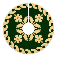 Hawaiian Quilt Pattern Hibiscus Flower Tree Skirt - Green Beige - AH - Polynesian Pride