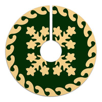 Hawaiian Quilt Pattern Many Plumeria Tree Skirt - Green Beige - AH - Polynesian Pride
