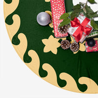 Hawaiian Quilt Pattern Many Plumeria Tree Skirt - Green Beige - AH - Polynesian Pride