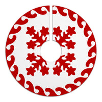 Hawaiian Quilt Pattern Many Plumeria Tree Skirt - Red White - AH - Polynesian Pride