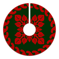 Hawaiian Quilt Pattern Palm Dance Tree Skirt - Red Green - AH - Polynesian Pride