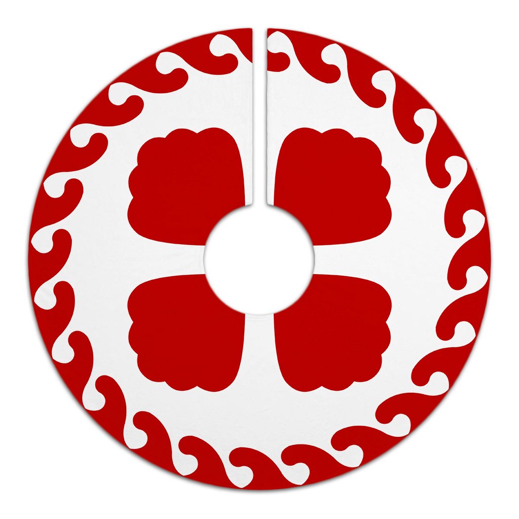 Hawaiian Quilt Pattern Pearl Tree Skirt - Red White - AH - Polynesian Pride