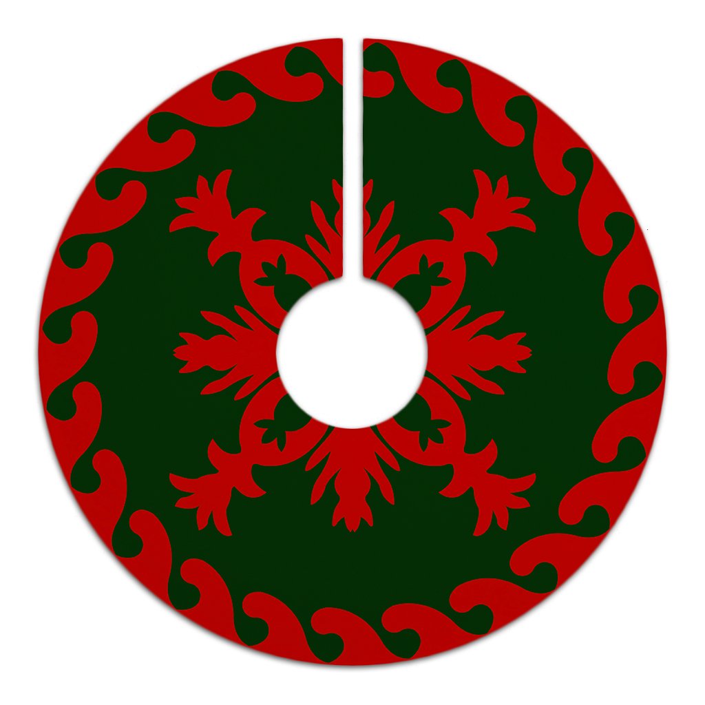 Hawaiian Quilt Pattern Pineaple Nice Tree Skirt - Red Green - AH - Polynesian Pride