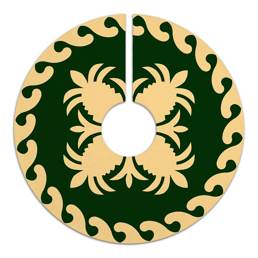 Hawaiian Quilt Pattern Pineapple Tree Skirt - Green Beige - AH - Polynesian Pride