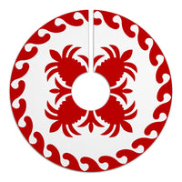 Hawaiian Quilt Pattern Pineapple Tree Skirt - Red White - AH - Polynesian Pride