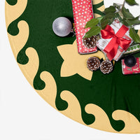 Hawaiian Quilt Pattern Star Flower Tree Skirt - Green Beige - AH - Polynesian Pride