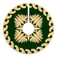 Hawaiian Quilt Pattern Strelitzia Flower Equip Tree Skirt - Green Beige - AH - Polynesian Pride