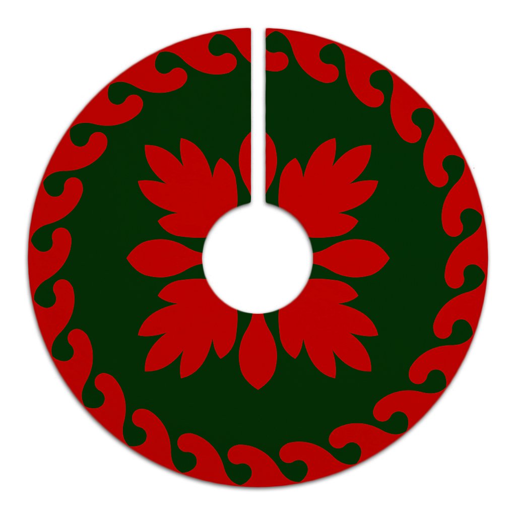 Hawaiian Quilt Ulu Tree Skirt - Red Green - AH - Polynesian Pride
