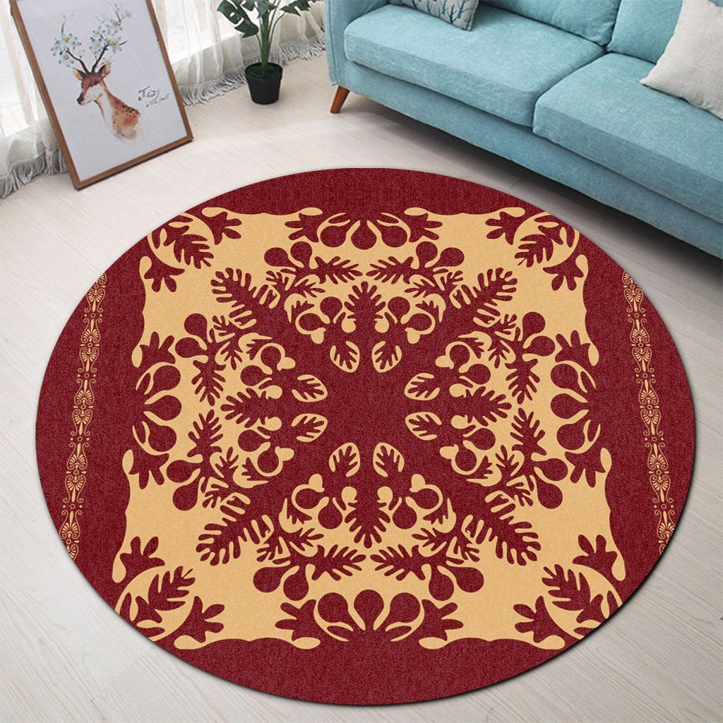 Hawaiian Quilt Vintage Round Carpet - AH - Polynesian Pride
