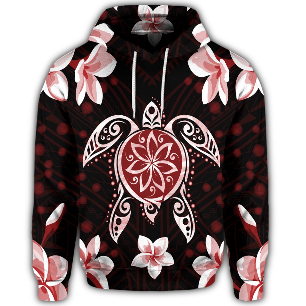 Hawaiian Reddie Turtle Plumeria Hoodie - Polynesian Pride