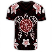 Hawaiian Reddie Turtle Plumeria T Shirt AH - Polynesian Pride