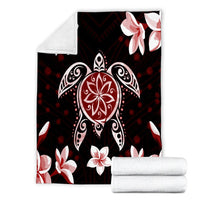 Hawaiian Reddie Turtle Plumeria Premium Blankets AH - Polynesian Pride