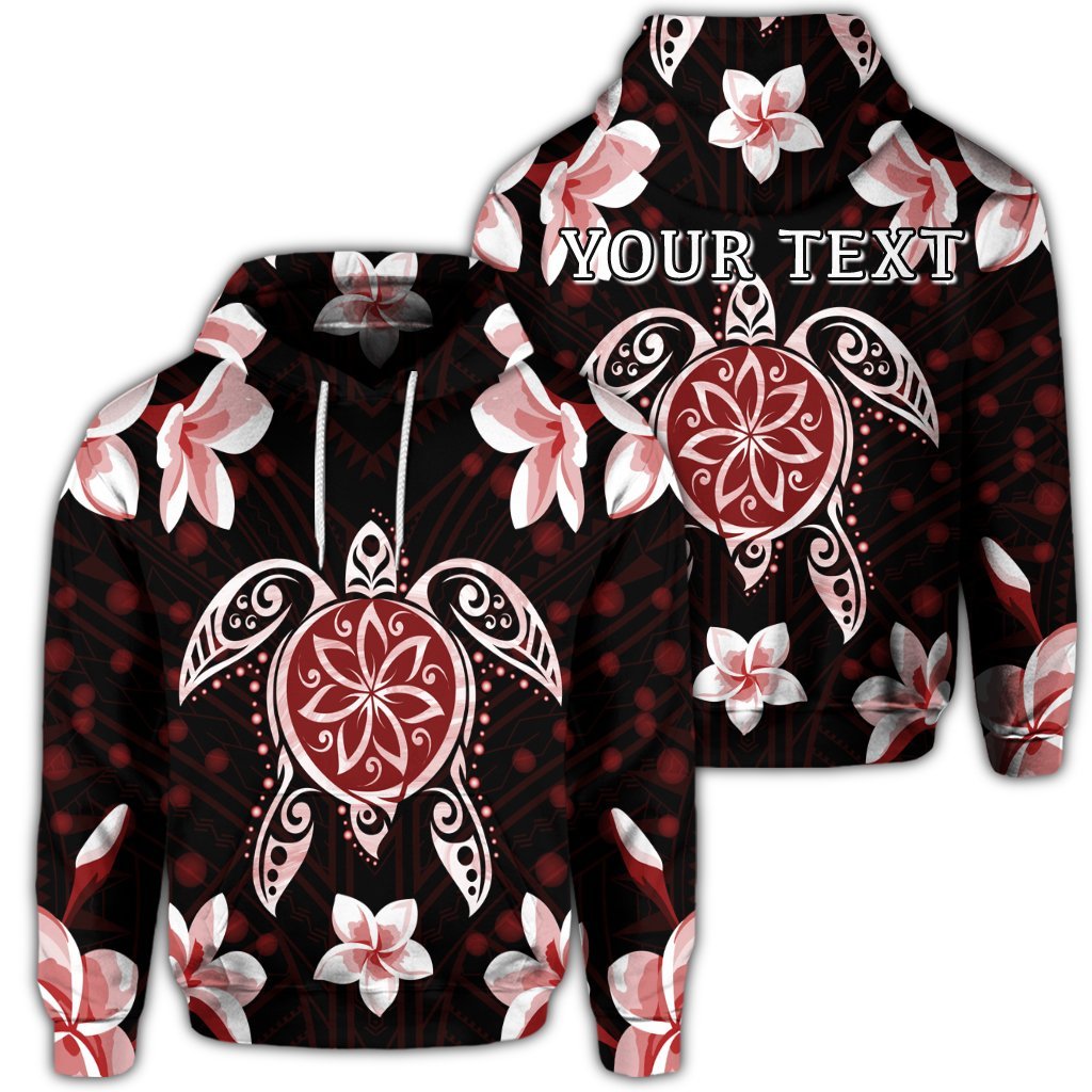 Custom Hawaiian Reddie Turtle Plumeria Hoodie Unisex Art - Polynesian Pride