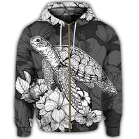 Hawaiian Sample Turtle Plumeria Zip Hoodie - Polynesian Pride