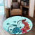 Hawaiian Sea Turtle Hibiscus Brilliant Polynesian Round Carpet - AH - Polynesian Pride