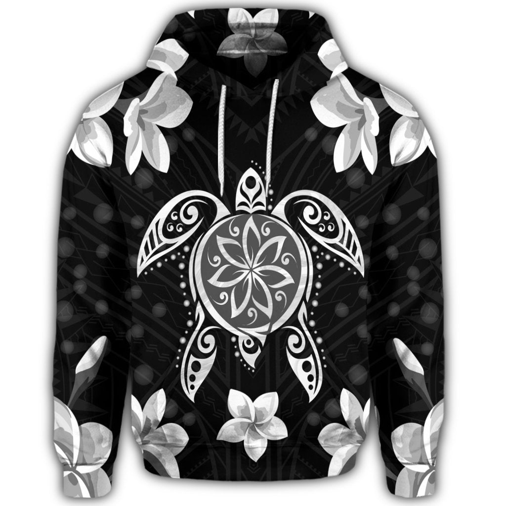 Hawaiian Silver Turtle Plumeria Hoodie - Polynesian Pride