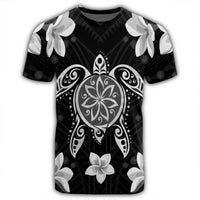 Hawaiian Silver Turtle Plumeria T Shirt AH - Polynesian Pride