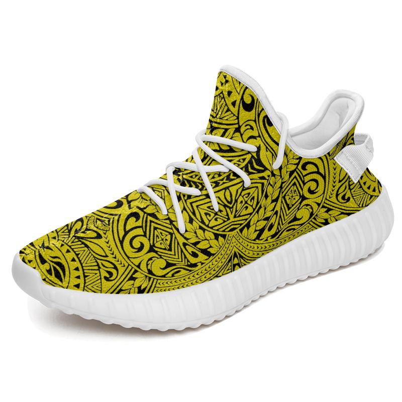 Hawaiian Sneakers YZ Polynesian Culture Yellow AH White - Polynesian Pride