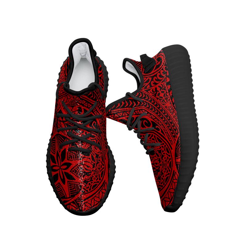 Hawaiian Sneakers YZ Polynesian Hawaiian Style Tribal Tattoo Red AH - Polynesian Pride