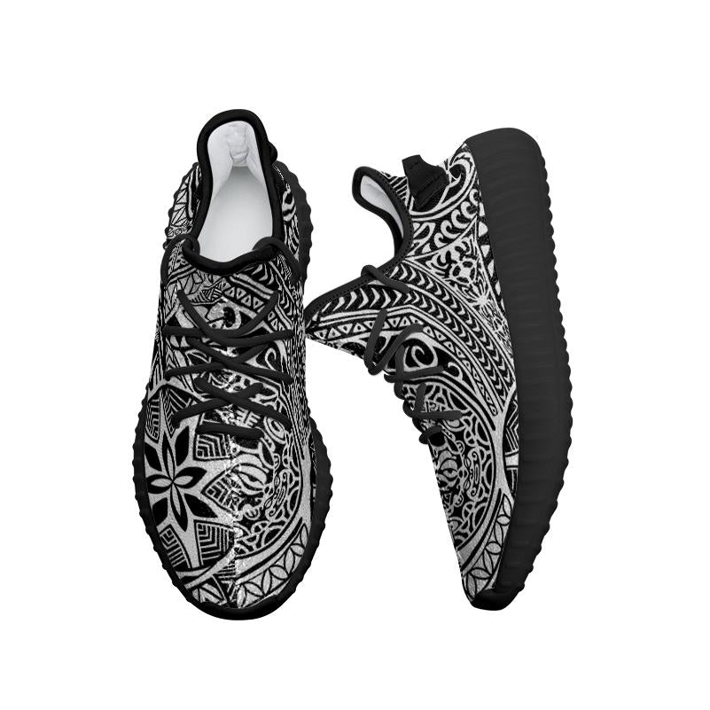 Hawaiian Sneakers YZ Polynesian Hawaiian Style Tribal Tattoo White AH - Polynesian Pride