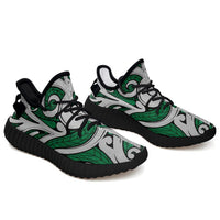 Hawaiian Sneakers YZ Polynesian Maori Ethnic Ornament Green AH Black - Polynesian Pride