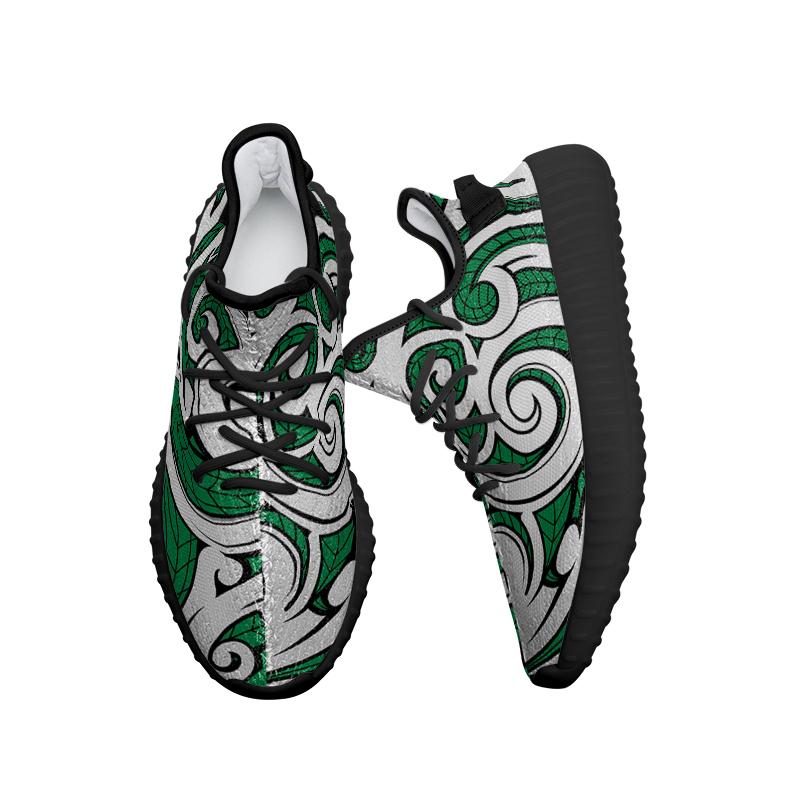 Hawaiian Sneakers YZ Polynesian Maori Ethnic Ornament Green AH - Polynesian Pride