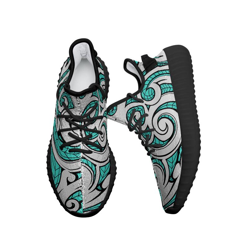 Hawaiian Sneakers YZ Polynesian Maori Ethnic Ornament Turquoise AH - Polynesian Pride