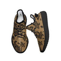 Hawaiian Sneakers YZ Polynesian Turtle Palm And Sea Pebbles Gold AH - Polynesian Pride