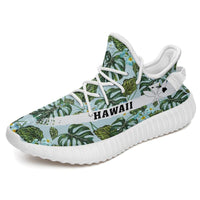 Hawaiian Sneakers YZ Tropical Flowers Monstera Leaf White - Polynesian Pride