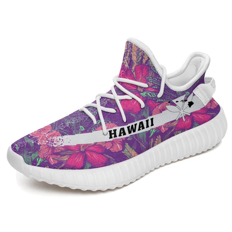 Hawaiian Sneakers YZ Tropical Hibiscus Purple White - Polynesian Pride