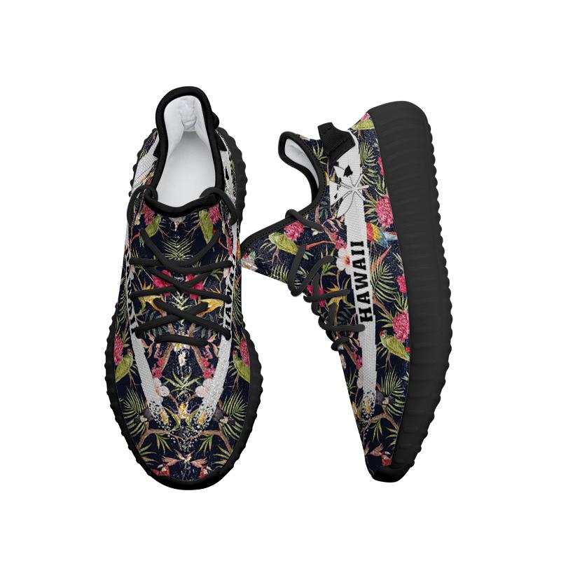 Hawaiian Sneakers YZ Tropical Hibiscus Strelitzia Palm Leaves - Polynesian Pride