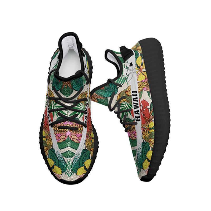 Hawaiian Sneakers YZ Tropical Leaves Flowers And Birds Floral Jungle - Polynesian Pride