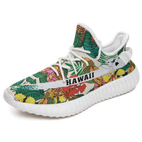 Hawaiian Sneakers YZ Tropical Leaves Flowers And Birds Floral Jungle White - Polynesian Pride