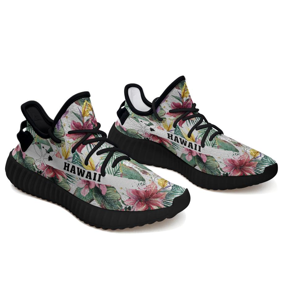 Hawaiian Sneakers YZ Tropical Palm Leaf White Black - Polynesian Pride