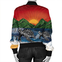 Hawaiian Sunset Ocean Turtle Bomber Jacket - AH - Polynesian Pride