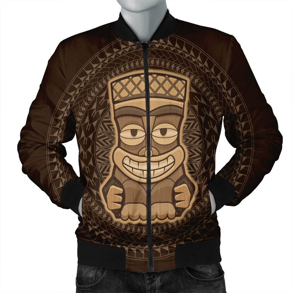 Hawaiian Tiki Bomber Jacket AH Black Unisex - Polynesian Pride