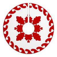 Hawaiian Traditional Hibiscus Flowers Tree Skirt - Red White - AH - Polynesian Pride