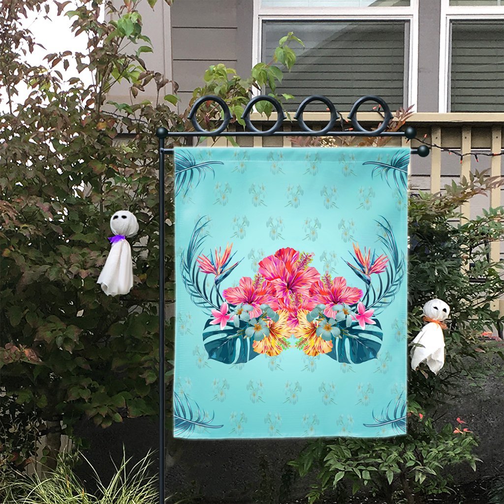 Hawaiian Tropical Strelitzia Hibiscus Plumeria Centre Flag - AH - Polynesian Pride