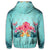 Hawaiian Tropical Strelitzia Hibiscus Plumeria Centre Hoodie - Polynesian Pride