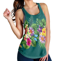 Hawaiian Tropical Strelitzia Plumeria Orchids Hibiscus Polynesian Racerback Tank - AH - Polynesian Pride