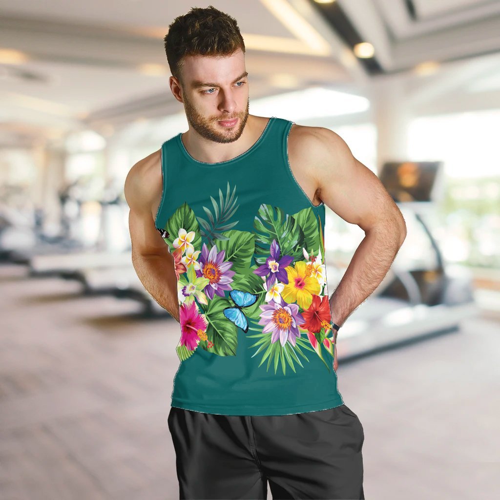 Hawaiian Tropical Strelitzia Plumeria Orchids Hibiscus Polynesian Tank Top - AH - Polynesian Pride