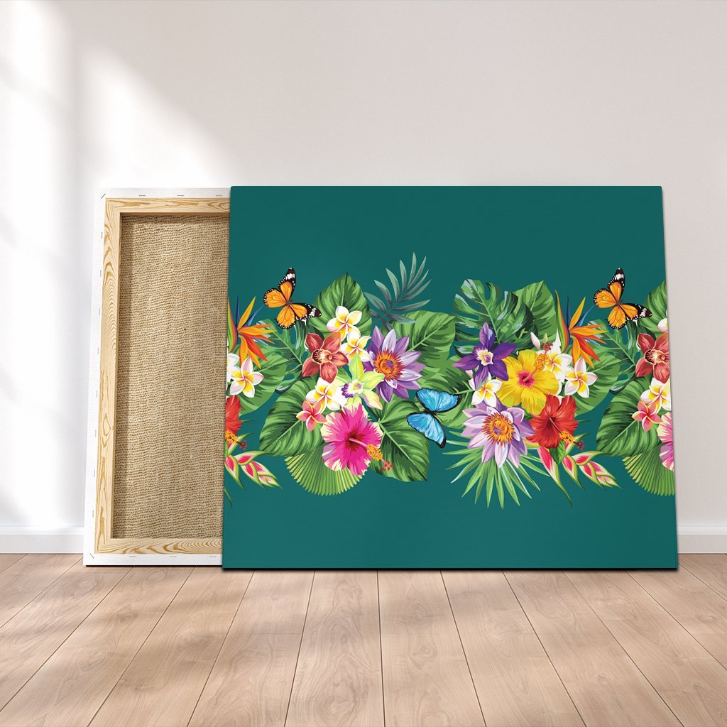 Hawaiian Tropical Strelitzia Plumeria Orchids Hibiscus Polynesian Canvas - AH Canvas Poly-cotton - Polynesian Pride