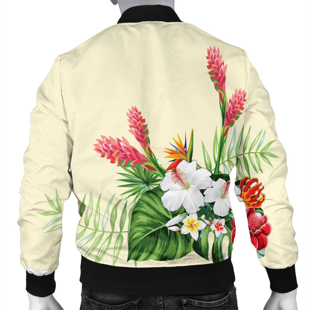 Hawaiian Tropical Wonderful Hibiscus Plumeria Strelitzia Bomber Jacket - AH - Polynesian Pride