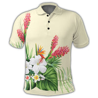 Hawaiian Tropical Wonderful Hibiscus Plumeria Strelitzia Polo Shirt - Polynesian Pride