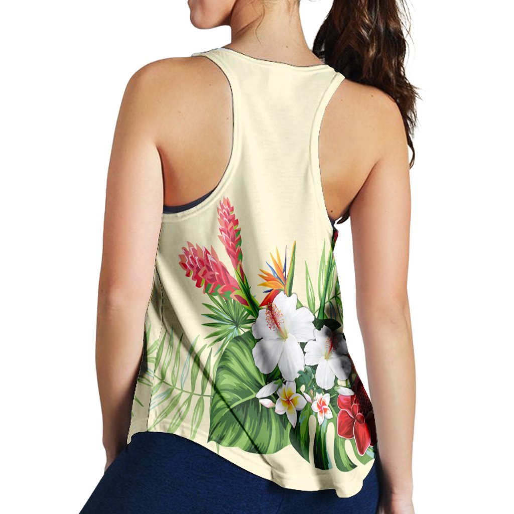 Hawaiian Tropical Wonderful Hibiscus Plumeria Strelitzia Racerback Tank - AH - Polynesian Pride