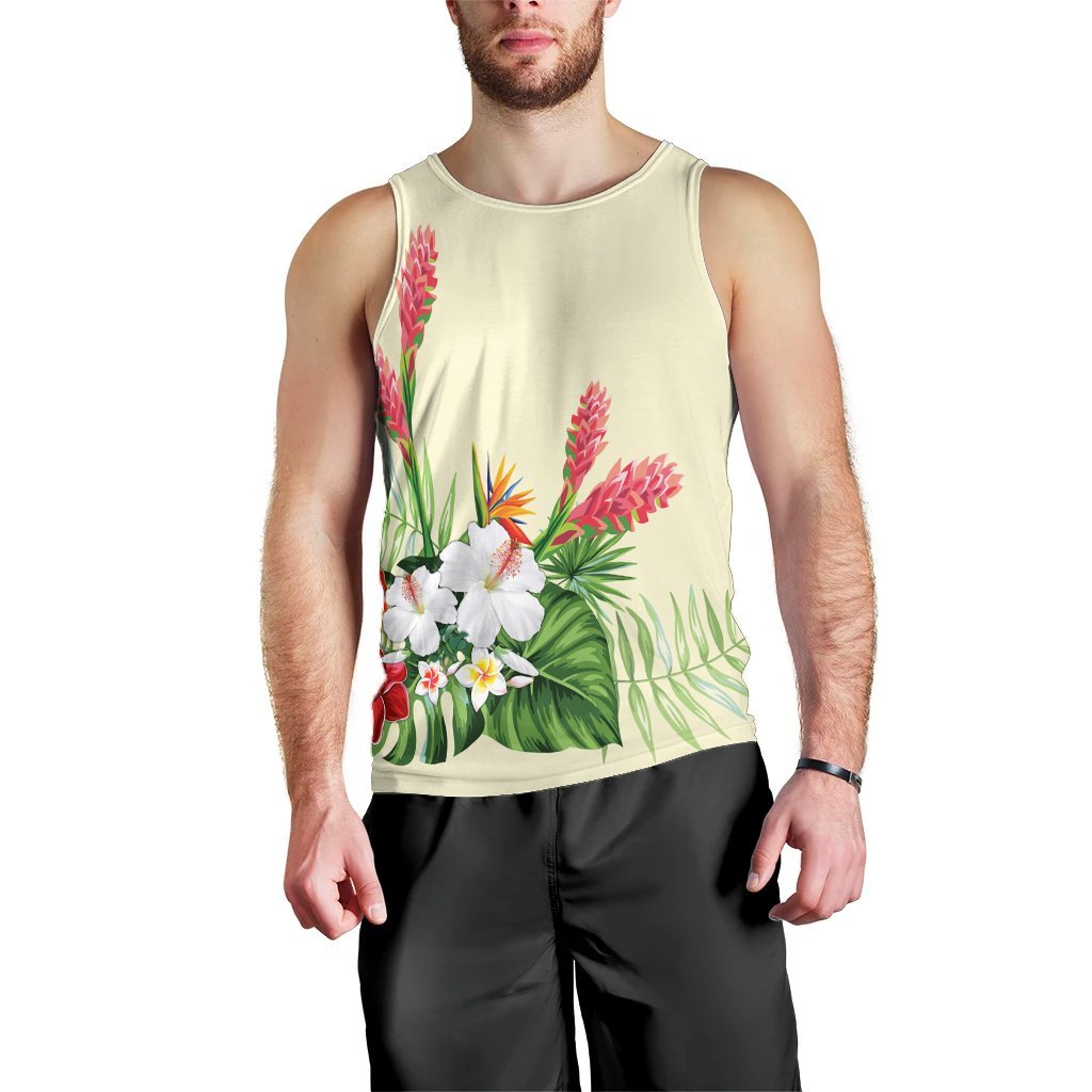 Hawaiian Tropical Wonderful Hibiscus Plumeria Strelitzia Tank Top - AH Black - Polynesian Pride
