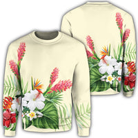 Hawaiian Tropical Wonderful Hibiscus Plumeria Strelitzia Sweatshirt - AH Unisex Black - Polynesian Pride